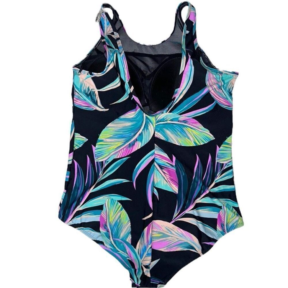Torrid Tropical Floral Mesh Inset One Piece Swimsuit NWT - Picture 5 of 14